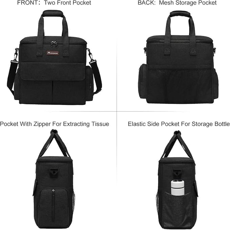 Dog Travel Bag by - for a Weekend Away Set Includes Pet Travel Organizer for Accessories, 2 Collapsible Bowls, 2 Food Container (Black)