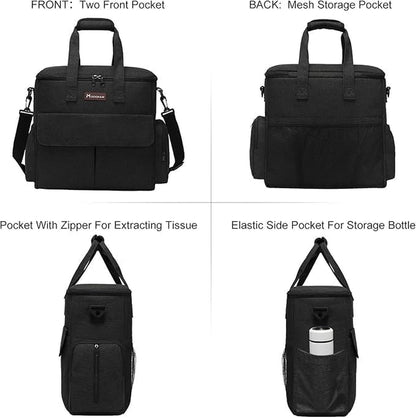 Dog Travel Bag by - for a Weekend Away Set Includes Pet Travel Organizer for Accessories, 2 Collapsible Bowls, 2 Food Container (Black)