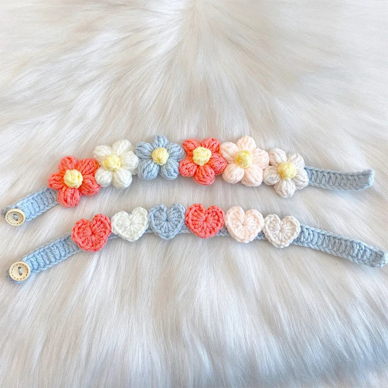 Pet Handmade Woven Collar Love Flower Collar Necklace for Cat Dog Cute Jewelry Decorative Pet Collar Pets Acessorios
