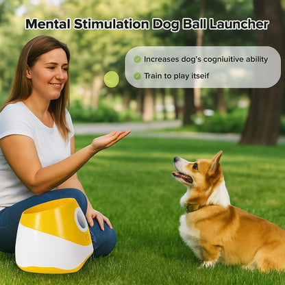 Automatic Dog Ball Launcher for Small Dogs – Interactive Pet Ball Thrower with 6 Balls, USB Rechargeable, 3 Distance Settings – Indoor & Outdoor Dog Toy – Compact & Durable ABS Design