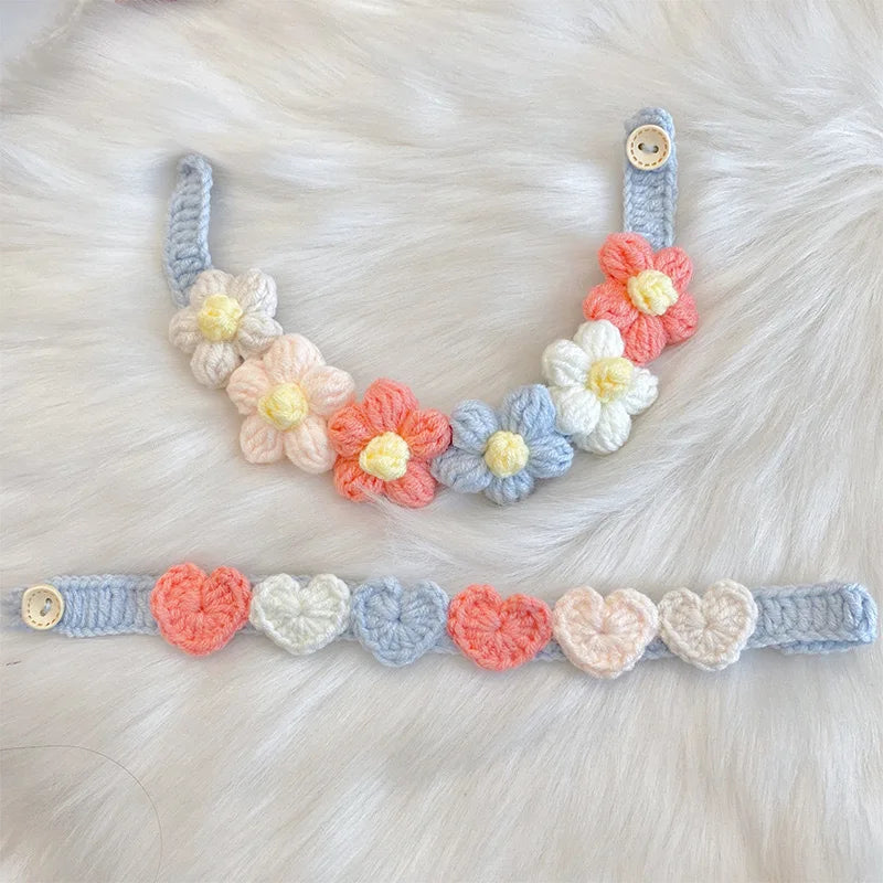 Pet Handmade Woven Collar Love Flower Collar Necklace for Cat Dog Cute Jewelry Decorative Pet Collar Pets Acessorios