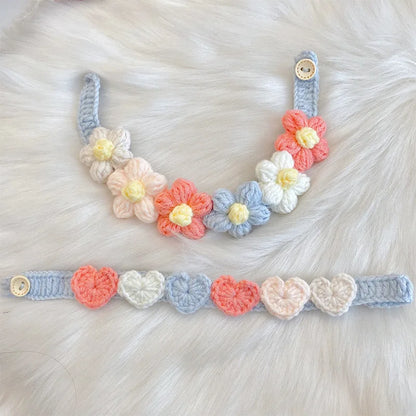 Pet Handmade Woven Collar Love Flower Collar Necklace for Cat Dog Cute Jewelry Decorative Pet Collar Pets Acessorios