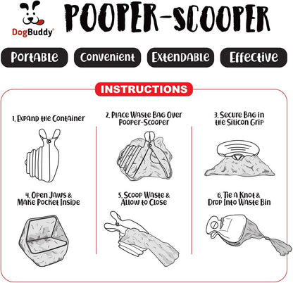 New Pooper Scooper - Small, Medium or Large Dog Pooper Scooper - Portable Poop Scoop - Dog Poop Scooper with Waste Bag Dispenser - Large - Mist