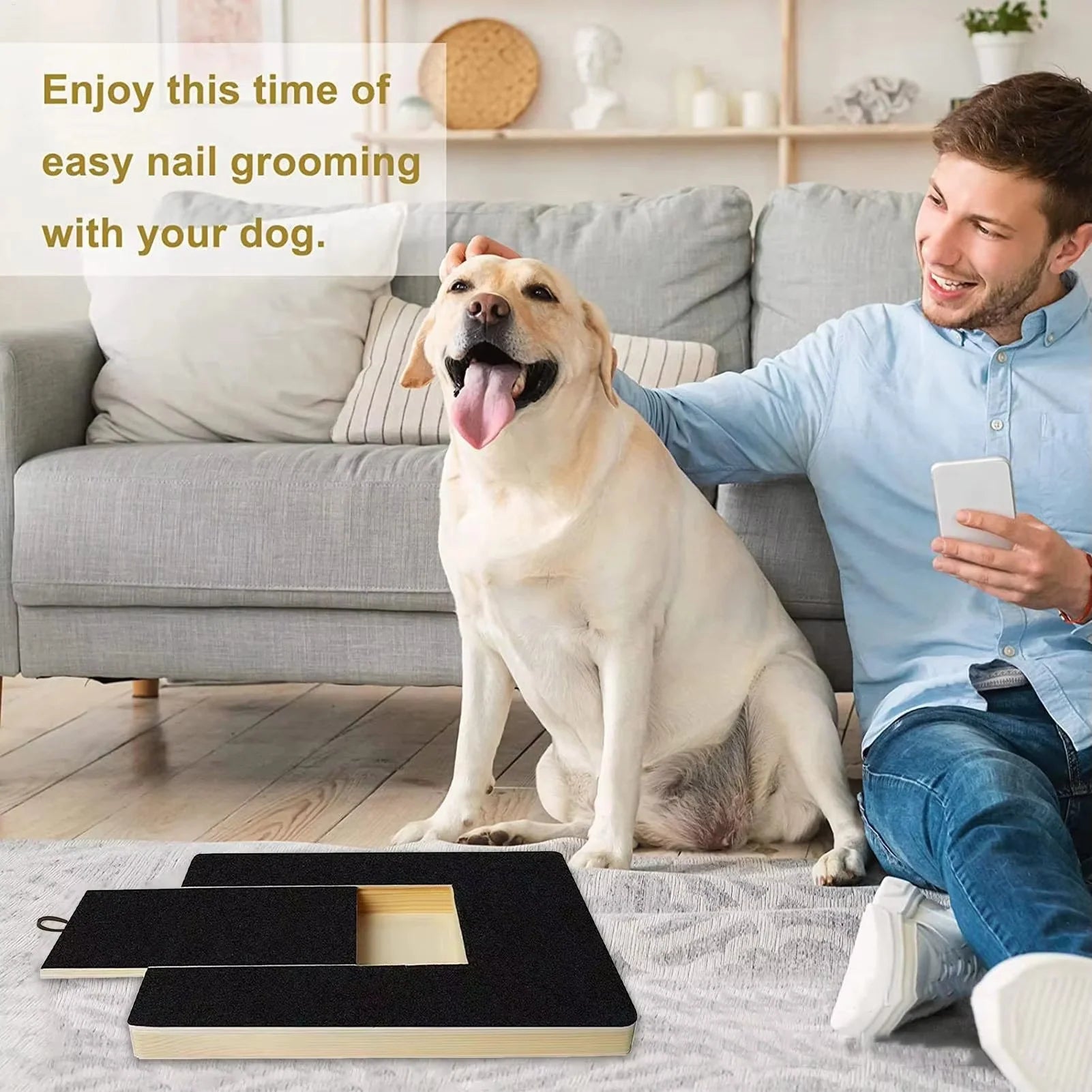 Wooden Dog Nail Scratch Board with Treat Drawer - Stress-Free Grooming Solution for All Breeds