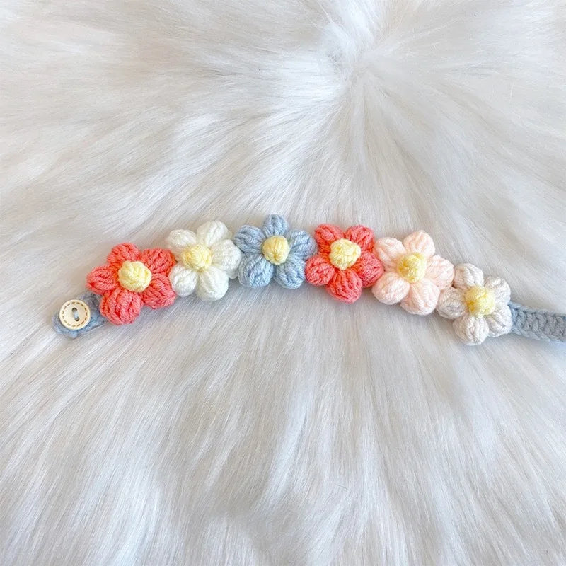 Pet Handmade Woven Collar Love Flower Collar Necklace for Cat Dog Cute Jewelry Decorative Pet Collar Pets Acessorios