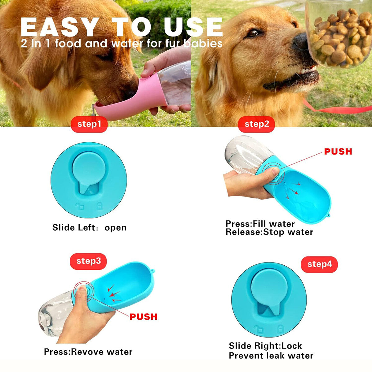 550Ml Pet Portable Water Bottle Puppy Dog Cat Cup Drinking Travel Outdoor Feeder