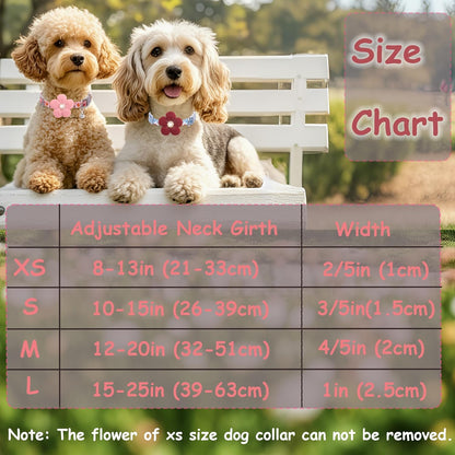Medium Dog Collar with Flower, Dog Collars for Medium Dogs Collar for Girl Cute Dog Collar with Bell, Adjustable Length
