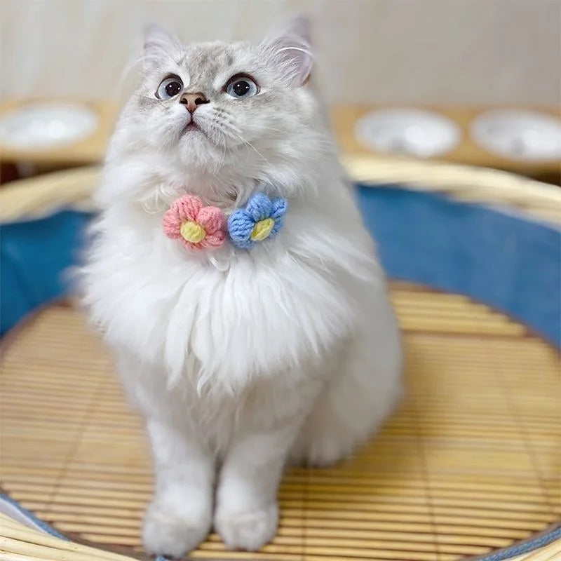 Pet Handmade Woven Collar Love Flower Collar Necklace for Cat Dog Cute Jewelry Decorative Pet Collar Pets Acessorios