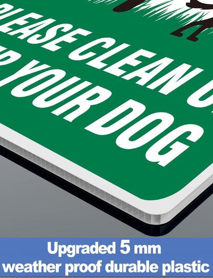 Clean up after Your Dog Signs, 2-Pack 13"X10" Double-Sided Pick up after Your Dog Sign with Metal Stake, Smile Your on Camera Signs, No Dog Poop Signs for Yard