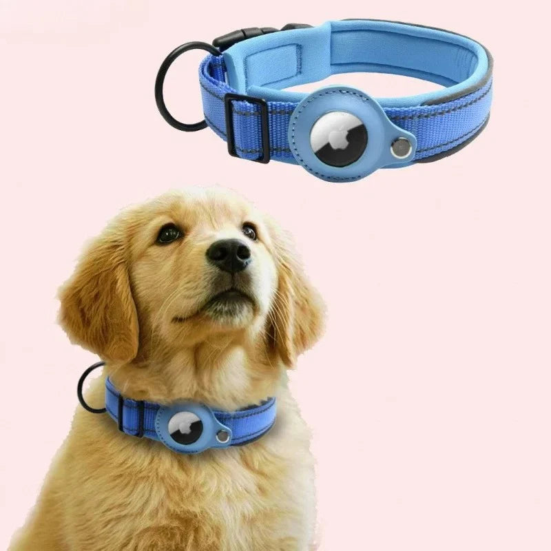 Airtag Dog Collar Reflective Dog Collar Padded Dog Collars Airtag Holder Case Adjustable Pet Collar for Small Medium Large Dogs