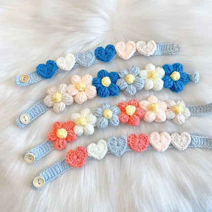 Pet Handmade Woven Collar Love Flower Collar Necklace for Cat Dog Cute Jewelry Decorative Pet Collar Pets Acessorios