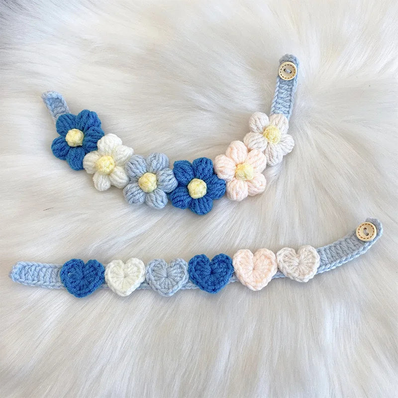 Pet Handmade Woven Collar Love Flower Collar Necklace for Cat Dog Cute Jewelry Decorative Pet Collar Pets Acessorios