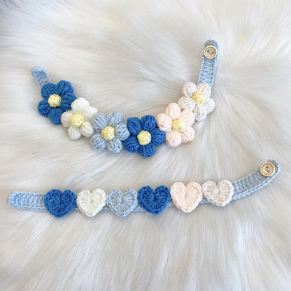 Pet Handmade Woven Collar Love Flower Collar Necklace for Cat Dog Cute Jewelry Decorative Pet Collar Pets Acessorios