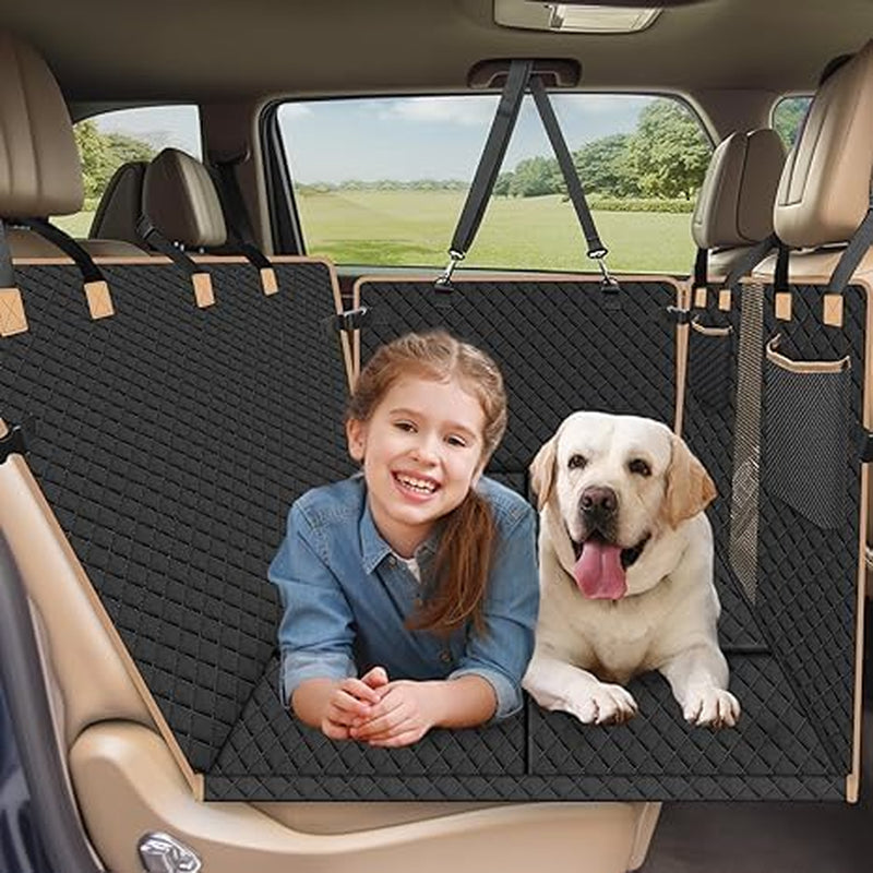 Dog Car Seat Cover with Hard Bottom, Dog Back Seat Extender for Dogs, Hard Bottom Dog Hammock for Car, SUV (Black, XXL)