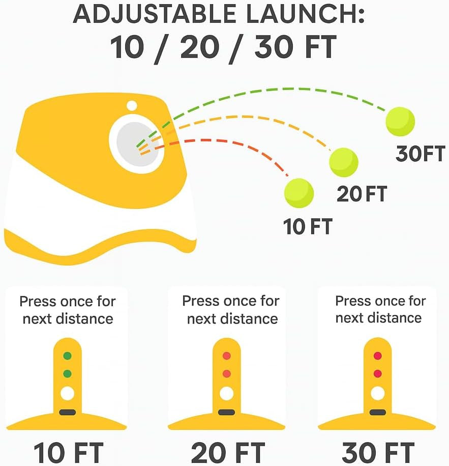 Automatic Dog Ball Launcher for Small Dogs – Interactive Pet Ball Thrower with 6 Balls, USB Rechargeable, 3 Distance Settings – Indoor & Outdoor Dog Toy – Compact & Durable ABS Design