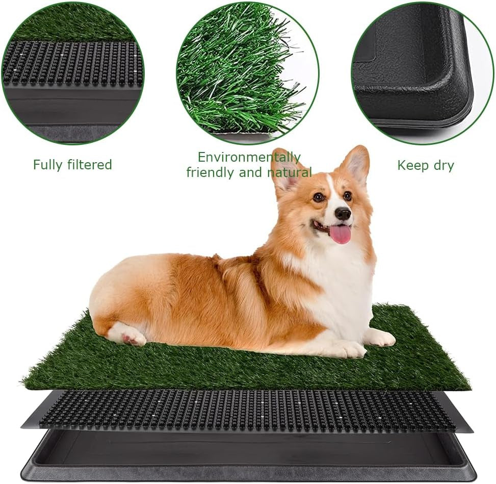 Dog Indoor Potty Pad,With Dog Poop Picker and Degradable Pet Waste Bags,Dogs Pee Pads,Pup Simulation Lawn Toilet Mat,Artificial Grass Rug Pee Mat ,Puppy Training Toilet Mat, for Pets