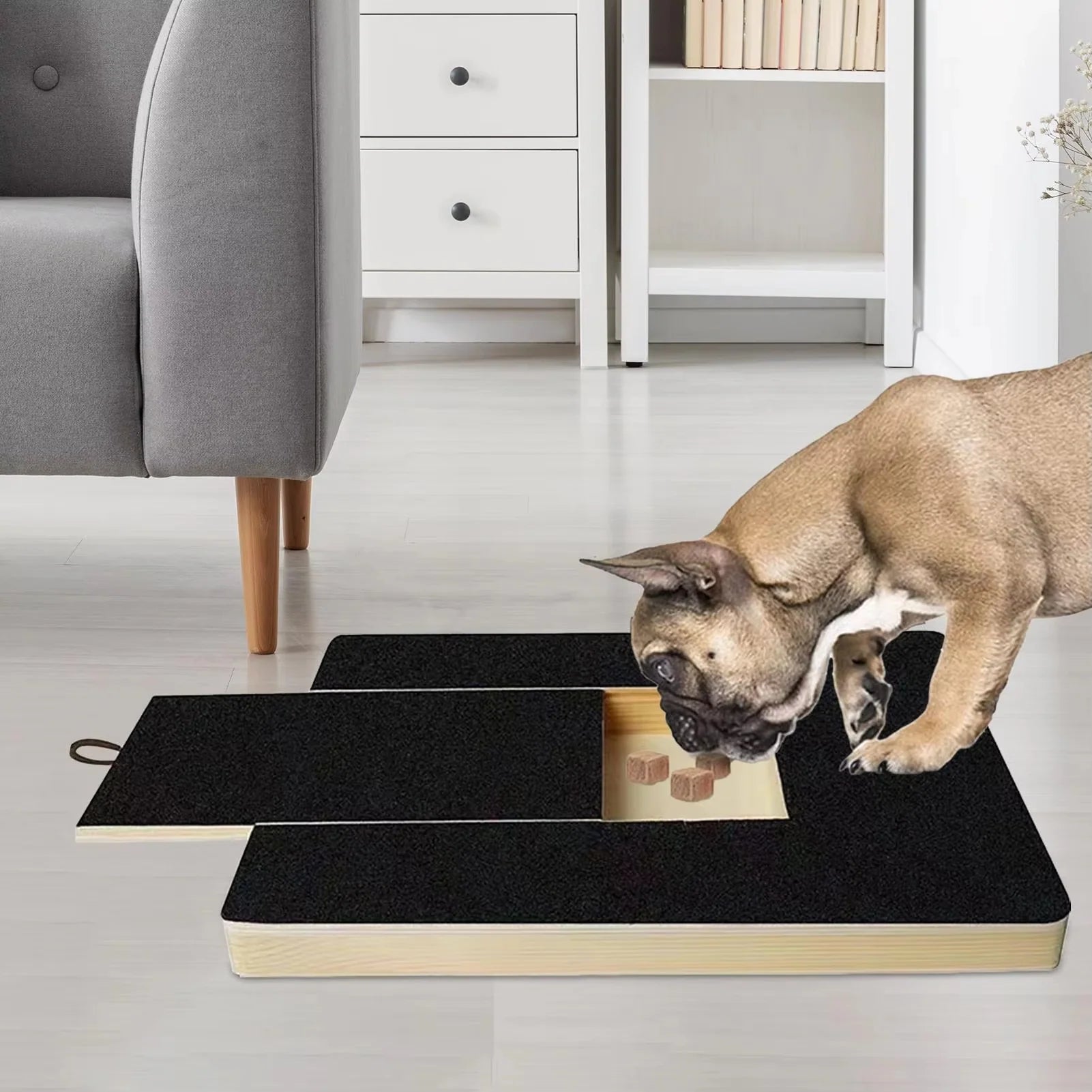 Wooden Dog Nail Scratch Board with Treat Drawer - Stress-Free Grooming Solution for All Breeds